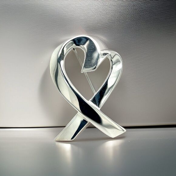 Tiffany & Co Estate Heart Brooch Pin Sterling Silver TIF653 - Picture 8 of 12